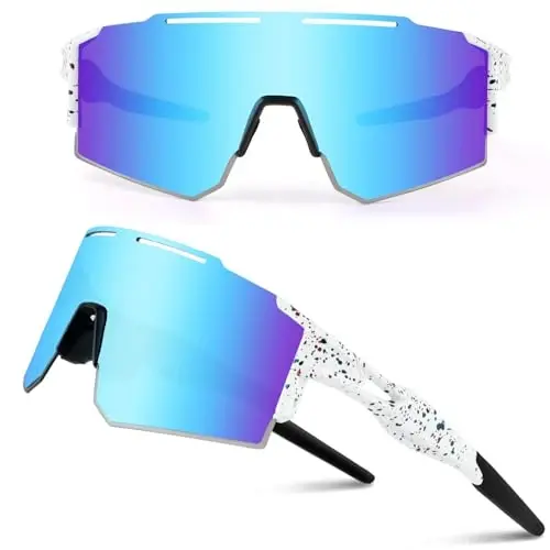 Ukoly Cycling Sunglasses for Men Women with 3 Interchangeable Lenses, Polarized Sports Sunglasses, Baseball Sunglasses - 1