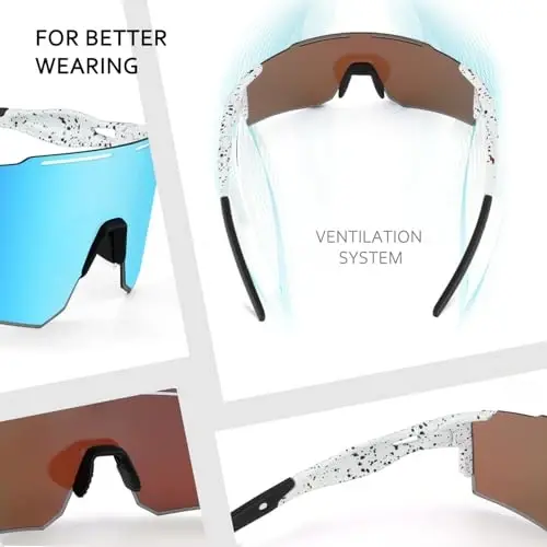 Ukoly Cycling Sunglasses for Men Women with 3 Interchangeable Lenses, Polarized Sports Sunglasses, Baseball Sunglasses - 2