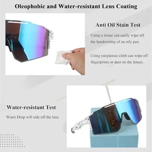 Ukoly Sport Sunglasses for Men and Women,HD PC Lens UV400 Protection | Sun Glasses for Running Cycling Baseball Fishing Golf Hiking,with 1 Lens or 3 Interchangeable Lens - 4