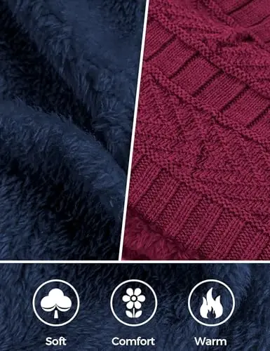 Beanie Hats for Men Women Neck Warmer Cold Weather Gear Men Gift Set for Winter Hat Neck Scarf Guys Face Mask Snow Suits - 5