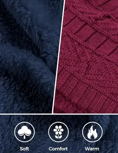 Beanie Hats for Men Women Neck Warmer Cold Weather Gear Men Gift Set for Winter Hat Neck Scarf Guys Face Mask Snow Suits - 5