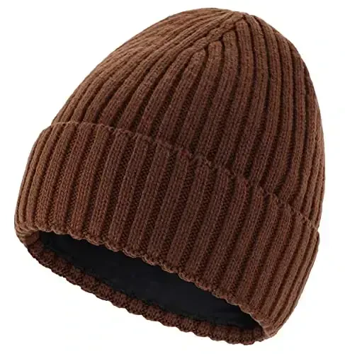 Connectyle Fleece Lined Cuffed Beanie Hat for Men Women Knitted Winter Wool Beanies Skull Cap Warm Watch Hat - CONNECTYLE