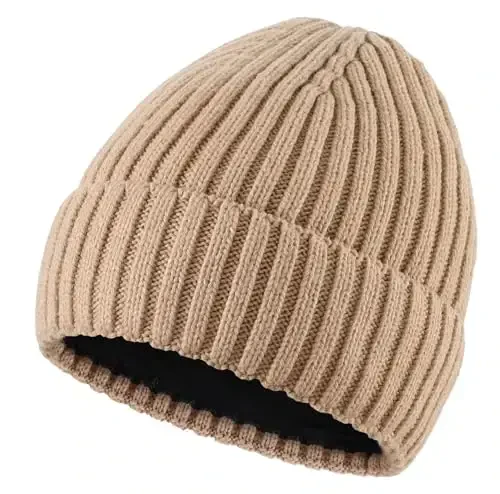 Connectyle Fleece Lined Cuffed Beanie Hat for Men Women Knitted Winter Wool Beanies Skull Cap Warm Watch Hat - 1