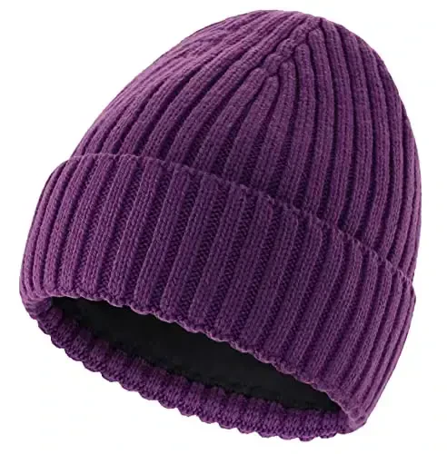 Connectyle Fleece Lined Cuffed Beanie Hat for Men Women Knitted Winter Wool Beanies Skull Cap Warm Watch Hat 