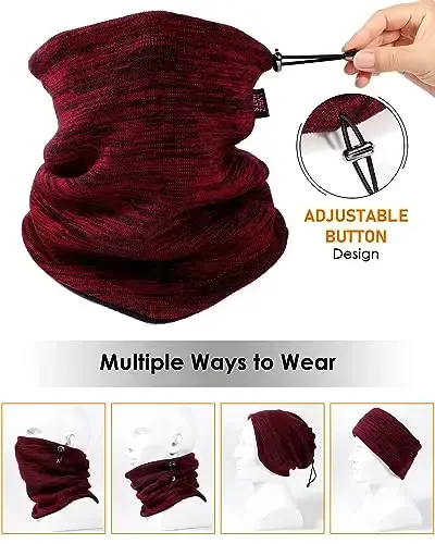 Winter Beanie Hat Scarf for Men Women Knit Thick Fleece Lined Warm Windproof Ski Skull Cap Neck Warmer Gaiter Face Scarf Set - 3