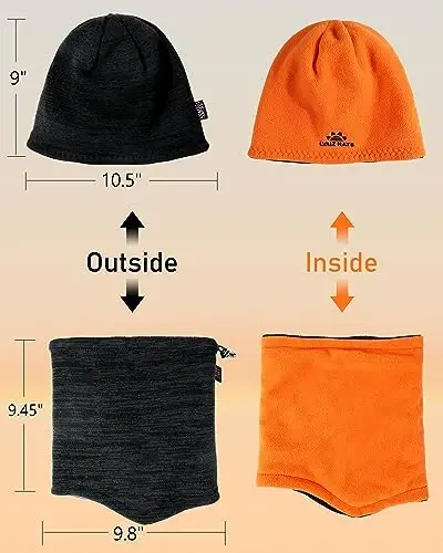 Winter Beanie Hat Scarf for Men Women Knit Thick Fleece Lined Warm Windproof Ski Skull Cap Neck Warmer Gaiter Face Scarf Set - 5