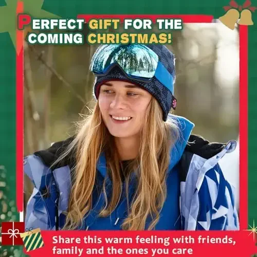 Winter Beanie Hat for Men Women Fleece Lined Thick Warm Plaid Knitted Skull Beanie Reversible Outdoor Windproof Ski Watch Cap - 6