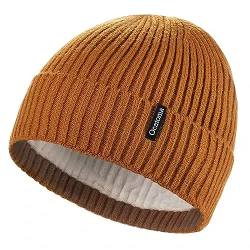 Ocatoma Beanie for Men Women Warm Winter Knit Cuffed Beanie Soft Warm Ski Hats Unisex 
