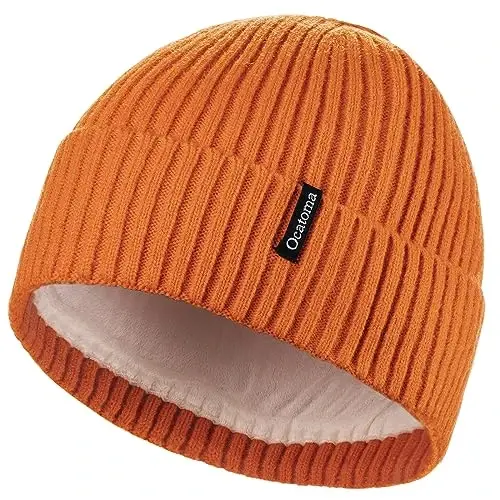Ocatoma Beanie for Men Women Warm Winter Knit Cuffed Beanie Soft Warm Ski Hats Unisex - 1