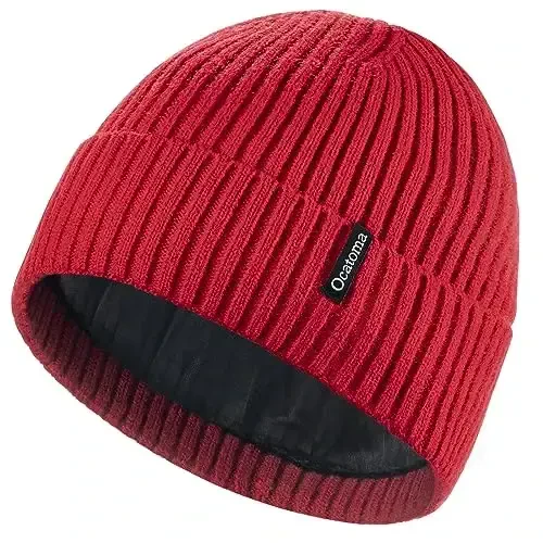Ocatoma Beanie for Men Women Warm Winter Knit Cuffed Beanie Soft Warm Ski Hats Unisex 