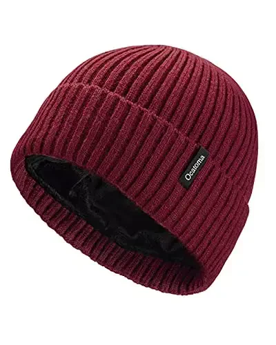 Ocatoma Beanie for Men Women Warm Winter Knit Cuffed Beanie Soft Warm Ski Hats Unisex 