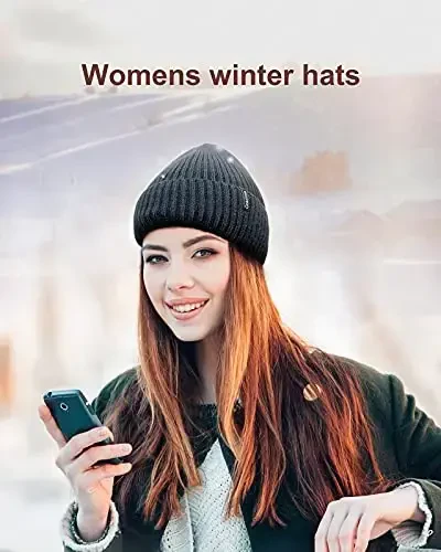 Ocatoma Beanie for Men Women Warm Winter Knit Cuffed Beanie Soft Warm Ski Hats Unisex - 3