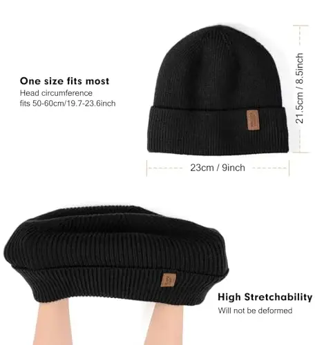 Wmcaps Winter Beanie for Men Women, Fleece Lined Beanie Soft Warm Knit Hat Ski Stocking Cuffed Cap - 3