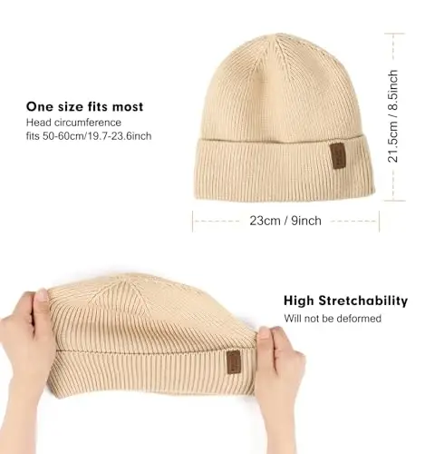 Wmcaps Winter Beanie for Men Women, Fleece Lined Beanie Soft Warm Knit Hat Ski Stocking Cuffed Cap - 3
