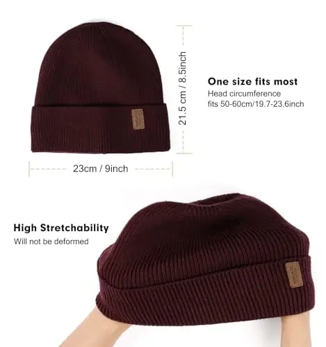 Wmcaps Winter Beanie for Men Women, Fleece Lined Beanie Soft Warm Knit Hat Ski Stocking Cuffed Cap - 3