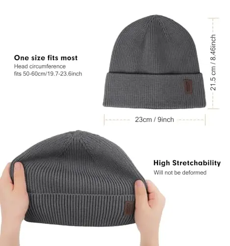 Wmcaps Winter Beanie for Men Women, Fleece Lined Beanie Soft Warm Knit Hat Ski Stocking Cuffed Cap - 2