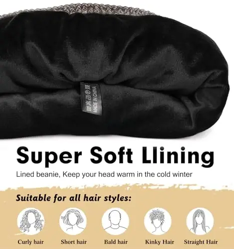 Wmcaps Winter Beanie for Men Women, Fleece Lined Beanie Soft Warm Knit Hat Ski Stocking Cuffed Cap - 3