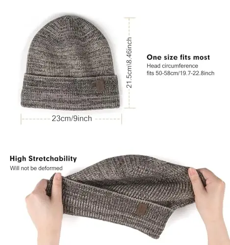 Wmcaps Winter Beanie for Men Women, Fleece Lined Beanie Soft Warm Knit Hat Ski Stocking Cuffed Cap - 4