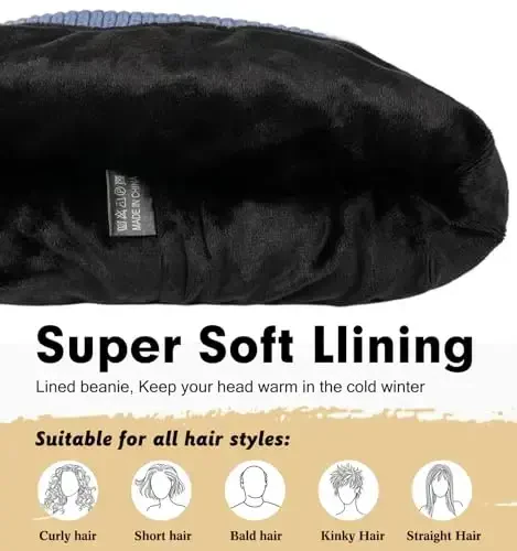 Wmcaps Winter Beanie for Men Women, Fleece Lined Beanie Soft Warm Knit Hat Ski Stocking Cuffed Cap - 3