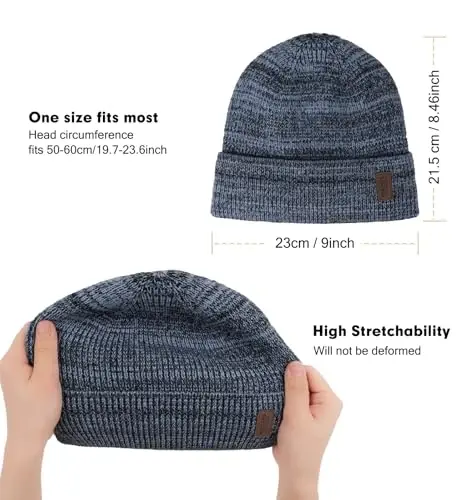 Wmcaps Winter Beanie for Men Women, Fleece Lined Beanie Soft Warm Knit Hat Ski Stocking Cuffed Cap - 2