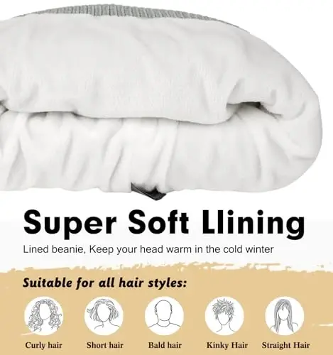 Wmcaps Winter Beanie for Men Women, Fleece Lined Beanie Soft Warm Knit Hat Ski Stocking Cuffed Cap - 3