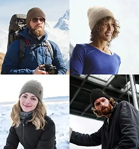 Wmcaps Winter Beanie for Men Women, Fleece Lined Beanie Soft Warm Knit Hat Ski Stocking Cuffed Cap - 2
