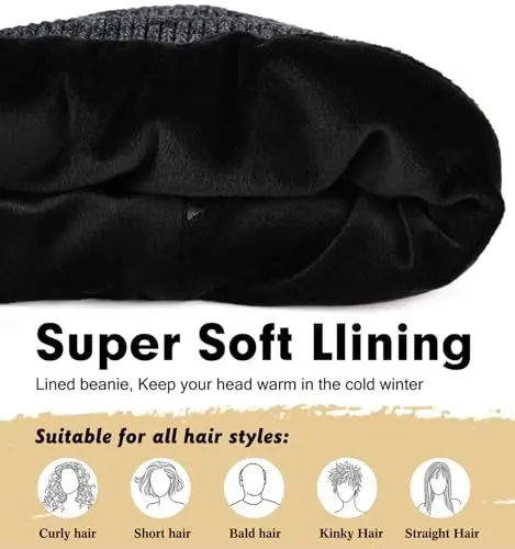 Wmcaps Winter Beanie for Men Women, Fleece Lined Beanie Soft Warm Knit Hat Ski Stocking Cuffed Cap - 4