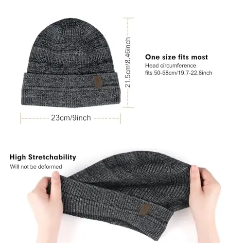 Wmcaps Winter Beanie for Men Women, Fleece Lined Beanie Soft Warm Knit Hat Ski Stocking Cuffed Cap - 5