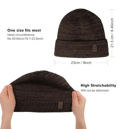 Wmcaps Winter Beanie for Men Women, Fleece Lined Beanie Soft Warm Knit Hat Ski Stocking Cuffed Cap - 2