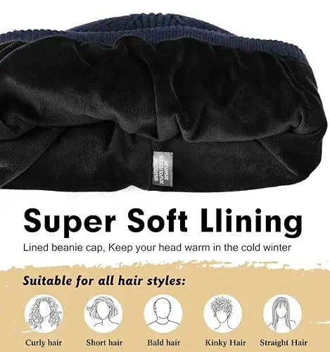 Wmcaps Winter Beanie for Men Women, Fleece Lined Beanie Soft Warm Knit Hat Ski Stocking Cuffed Cap - 2