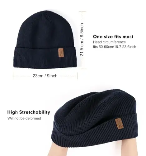Wmcaps Winter Beanie for Men Women, Fleece Lined Beanie Soft Warm Knit Hat Ski Stocking Cuffed Cap - 3