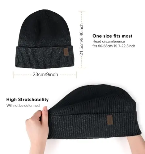 Wmcaps Winter Beanie for Men Women, Fleece Lined Beanie Soft Warm Knit Hat Ski Stocking Cuffed Cap - 3