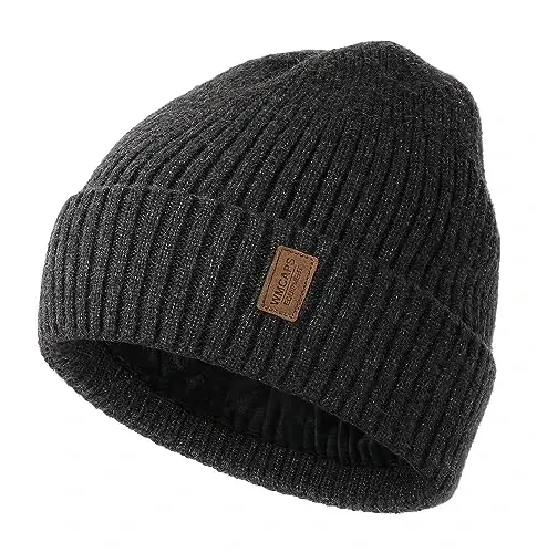 Wmcaps Warm Beanie for Men Women, Fleece Lined Beanie Warm Winter Caps Unisex Fashion Knit Cuffed Cap - 1