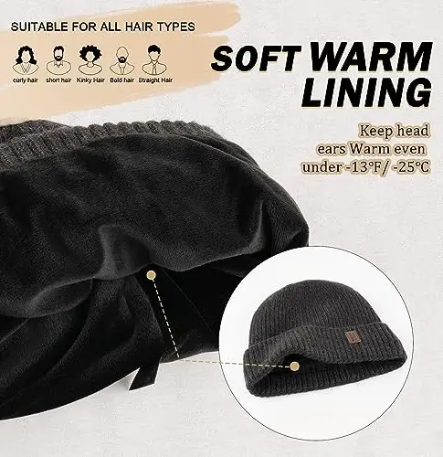 Wmcaps Warm Beanie for Men Women, Fleece Lined Beanie Warm Winter Caps Unisex Fashion Knit Cuffed Cap - WMCAPS (1)