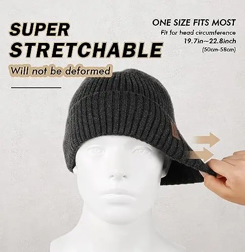 Wmcaps Warm Beanie for Men Women, Fleece Lined Beanie Warm Winter Caps Unisex Fashion Knit Cuffed Cap - 3