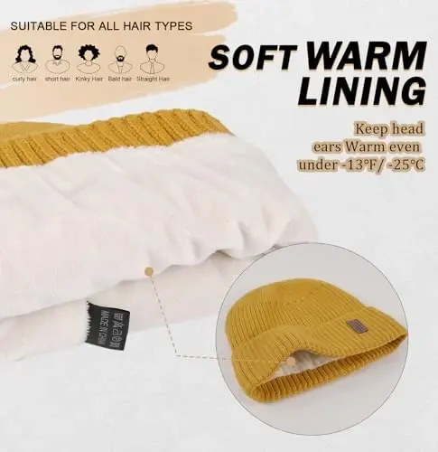 Wmcaps Warm Beanie for Men Women, Fleece Lined Beanie Warm Winter Caps Unisex Fashion Knit Cuffed Cap - 2