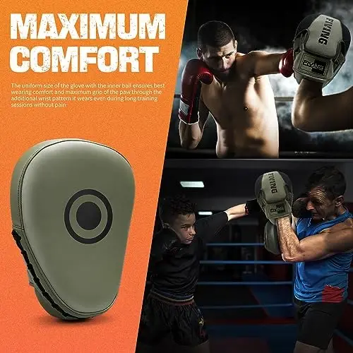 Boxing Pads for Men, Women, & Kids, Leather Focus Mitts for Martial Arts, Boxing Training, Curved Punch Mitts for Karate, Kickboxing,Muay Thai, Taekwondo - 1