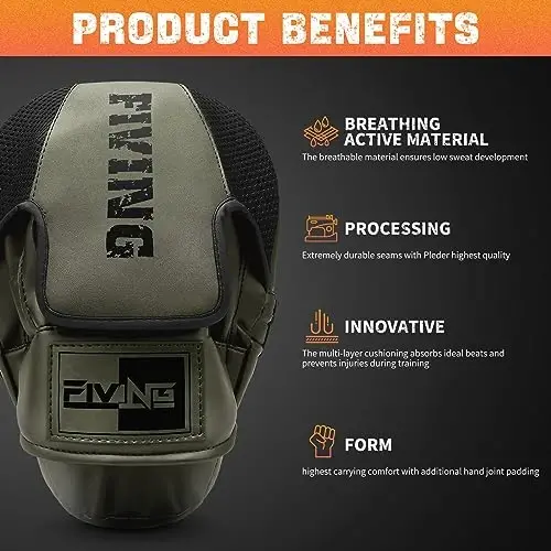 Boxing Pads for Men, Women, & Kids, Leather Focus Mitts for Martial Arts, Boxing Training, Curved Punch Mitts for Karate, Kickboxing,Muay Thai, Taekwondo - 4