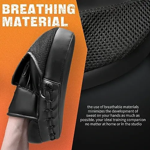 Boxing Pads for Men, Women, & Kids, Leather Focus Mitts for Martial Arts, Boxing Training, Curved Punch Mitts for Karate, Kickboxing,Muay Thai, Taekwondo - 3