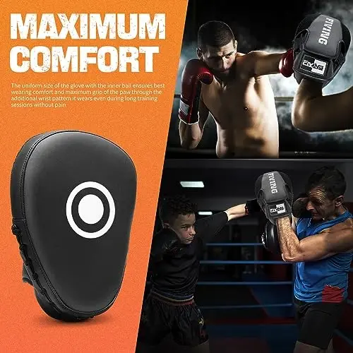 Boxing Pads for Men, Women, & Kids, Leather Focus Mitts for Martial Arts, Boxing Training, Curved Punch Mitts for Karate, Kickboxing,Muay Thai, Taekwondo - 5