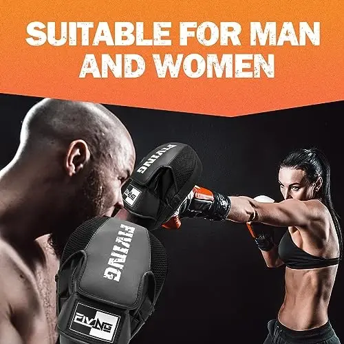 Boxing Pads for Men, Women, & Kids, Leather Focus Mitts for Martial Arts, Boxing Training, Curved Punch Mitts for Karate, Kickboxing,Muay Thai, Taekwondo - 6