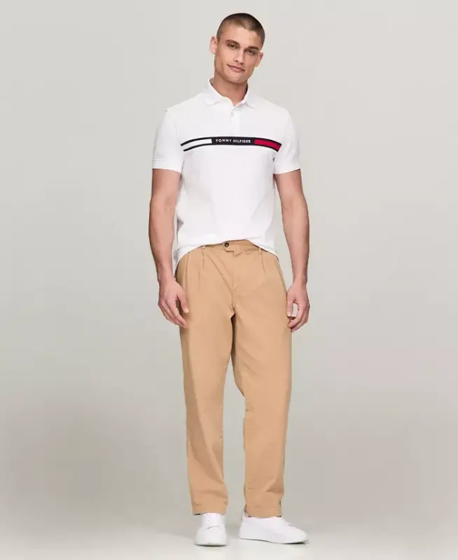 Men's Classic-Fit Embroidered Chest Insert Polo Shirt - White - 2