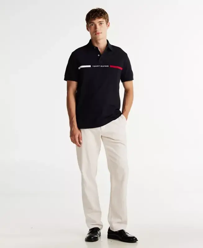 Men's Classic-Fit Embroidered Chest Insert Polo Shirt - Desert Sky - 2