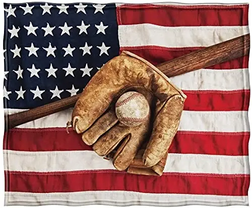 Jekeno American Flag Baseball Gifts for Men Boys Girls Women, USA Flag Throw Blankets Sport Gifts for Softball Players, Christmas Birthday Independence Day Baseball Decor Gifts for Home Bed Couch - 4