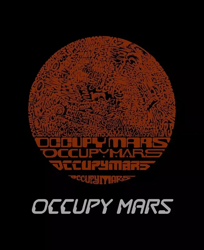 Men's Occupy Mars Word Art T-shirt - Black - 2