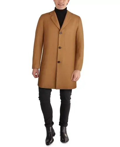Men's Melton Classic-Fit Topcoat - Camel 