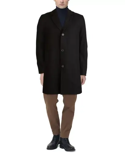 Men's Melton Classic-Fit Topcoat - Black 