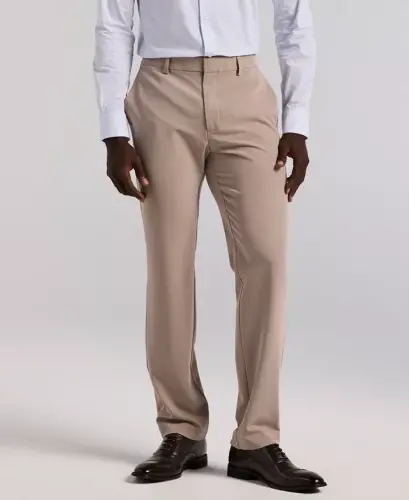 Men's Modern-Fit Stretch Solid Resolution Pants - Stone - 3