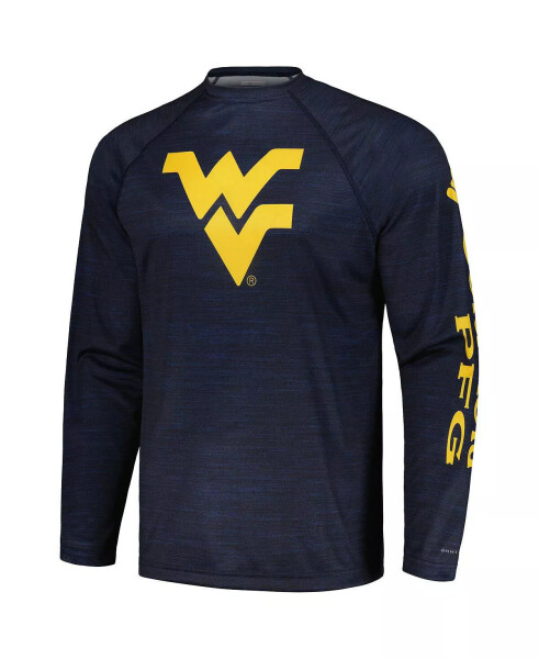 Erkekler Navy West Virginia Mountaineers PFG Terminal Tackle Omni-Shade Raglan Uzun Kollu T-shirt Navy - 2