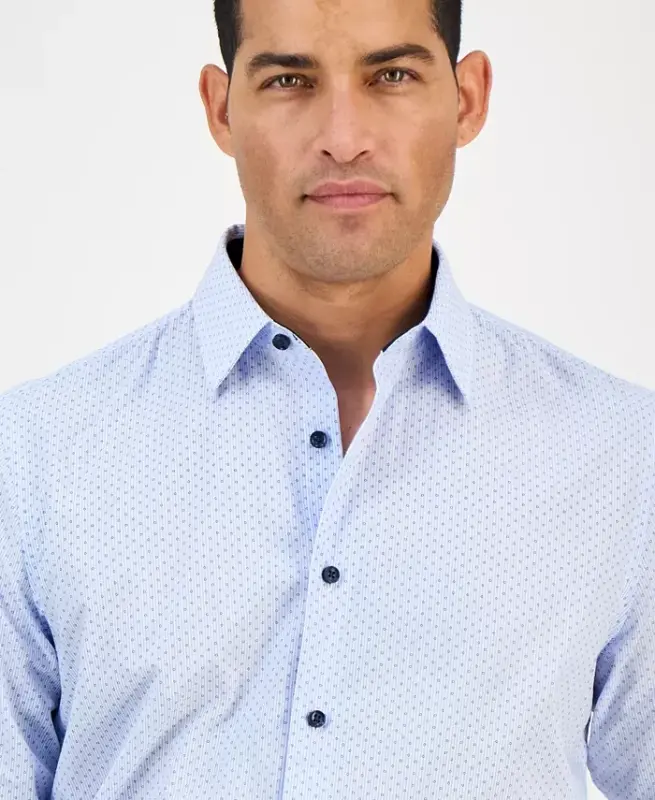 Men's Dot Stripe Shirt, Created for Modazone - Light Blue Combo - 3